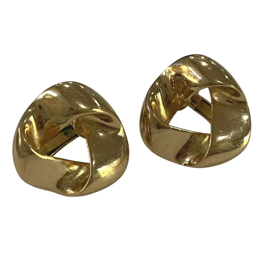 Vintage Vendome Clip On Earrings Goldtone Infinity Ribbon Design Screw Adjusts